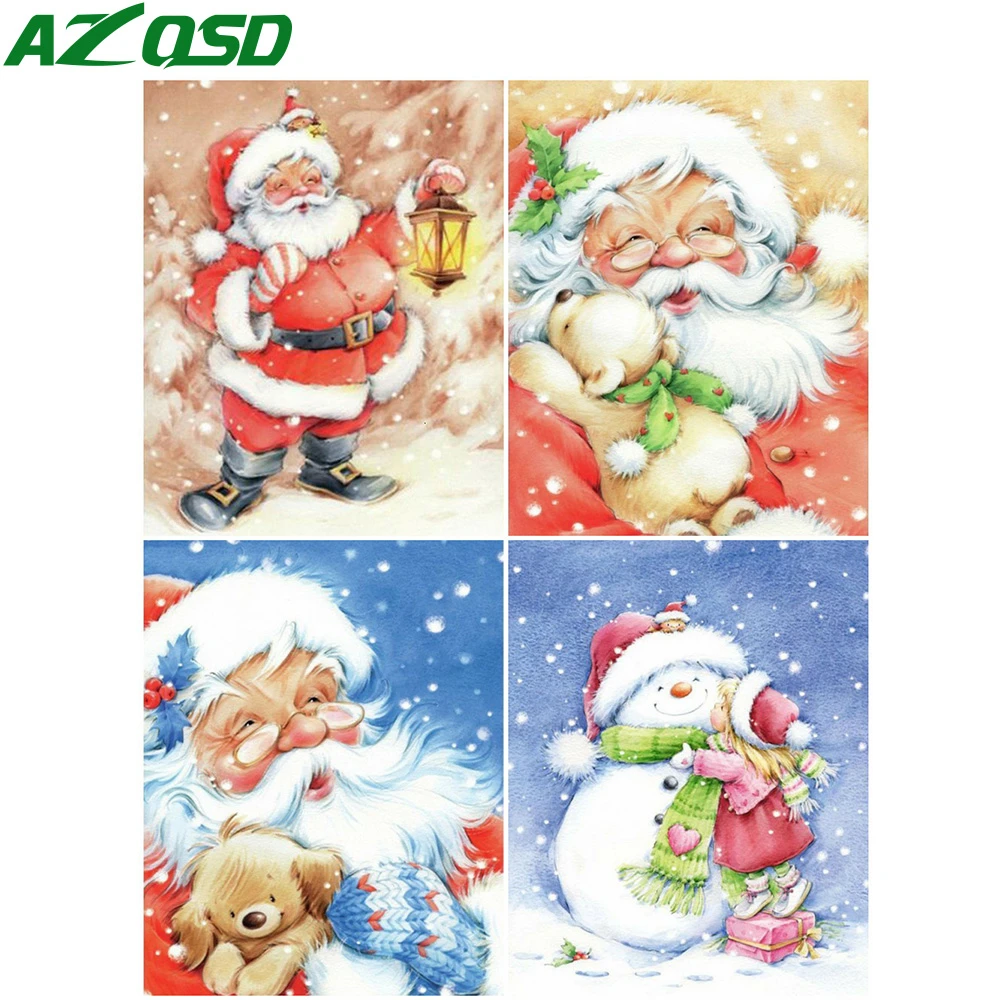 

Алмазная вышивка AZQSD, наборы для вышивки крестиком Санта-Клауса, вышивка, алмазная живопись, полноразмерная мозаика, украшение для дома