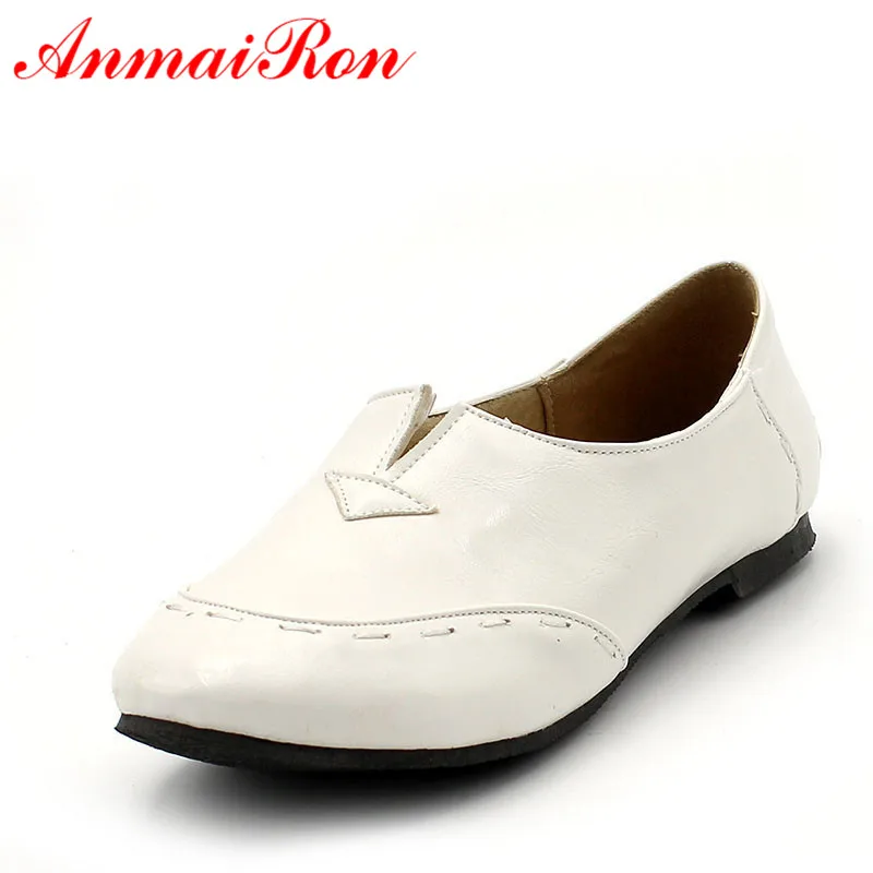 

ANMAIRON Ballet Shoes Woman Most Popular Portable Casual Shoes Charming Flat Shoes For Women Flats Plus size 34-43 White Shoes