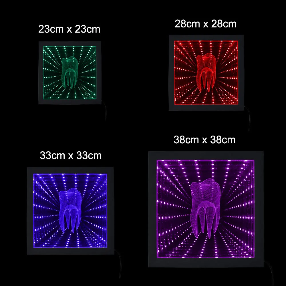 Зуб Форма 3D светодиодный зеркало с круговой подсветкой стоматологическая