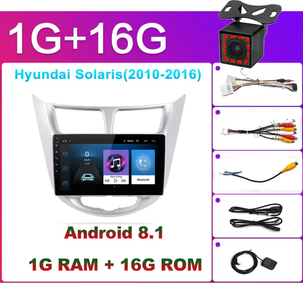 android no dvd BYNCG 2 din dvd-плеер автомобиля для hyundai Solaris акцент Verna i25 с радио gps навигации Bluetooth USB карта камера - Цвет: android no dvd
