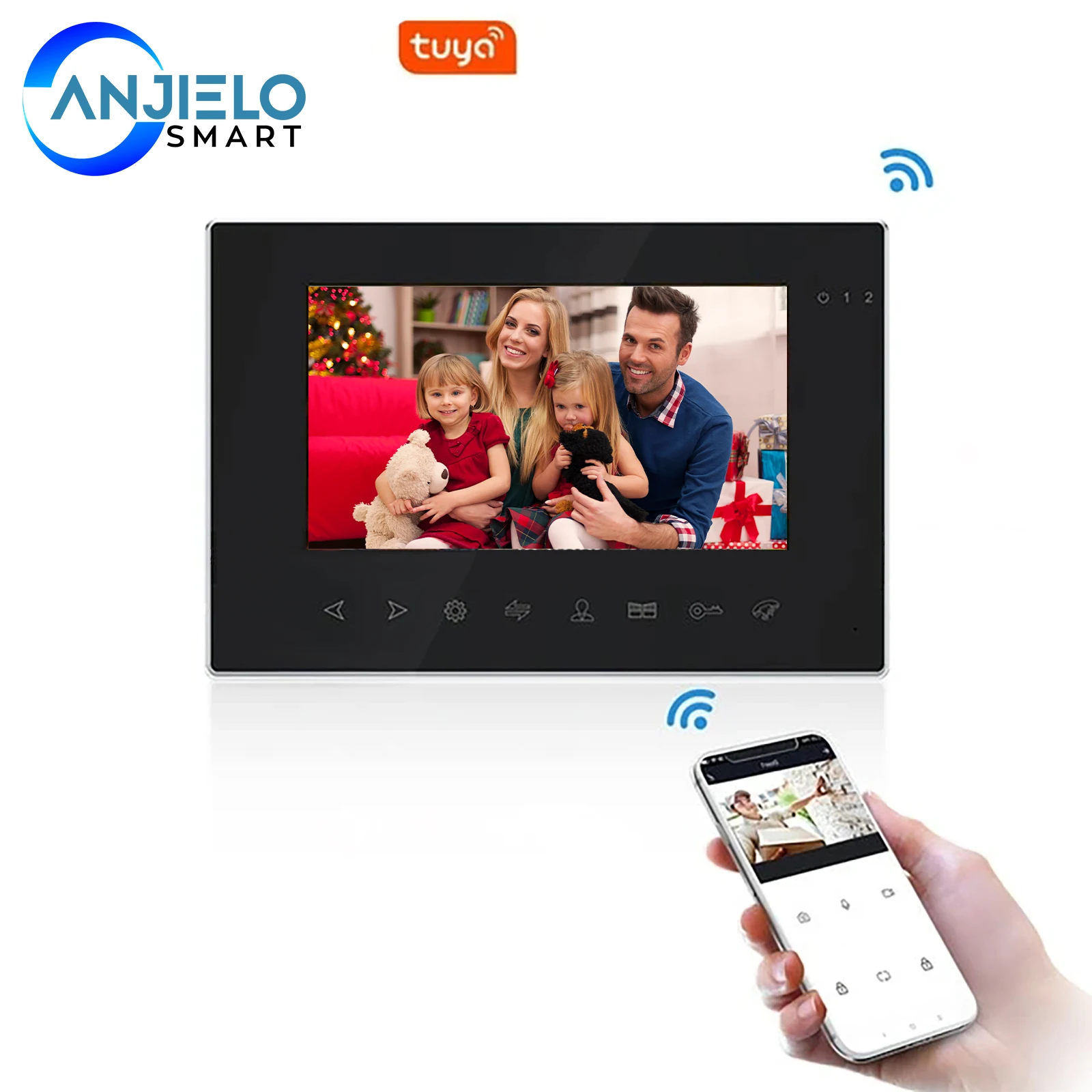Видеодомофон AnjieloSmart Tuya 7 дюймов Wi Fi AHD проводной дверной звонок камера