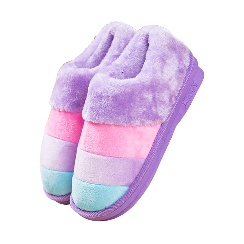 

Winter Slippers Women Indoor Slippers Soft Faux Fur Bottom Cotton Slipper Warm Floor Slides Plush Anti-slip Lovers Slipper