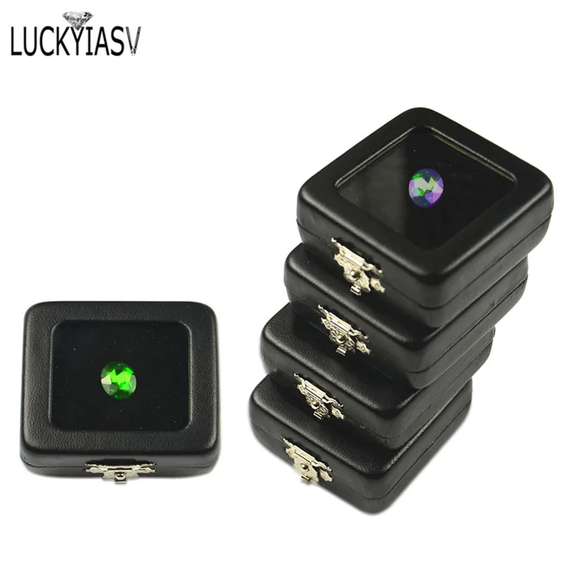 10 шт./лот черный ящик для хранения из искусственной кожи с бриллиантами подставка