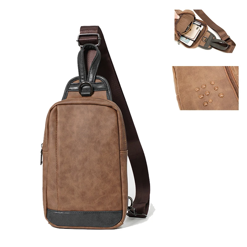 

High Quality Leather Man Shouldert Bag Chest Bag for Men Casual Messenger Bags Fashion Men's Waist Chest Pack Business Bags