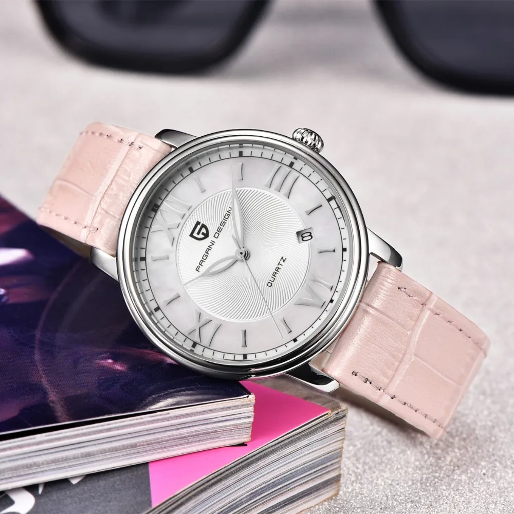 PAGANI DESIGN Fashion Casual Women Quartz Watch Automatic Date Pink Elegant Case Leather Waterproof Lady Relogio Feminino | Наручные часы