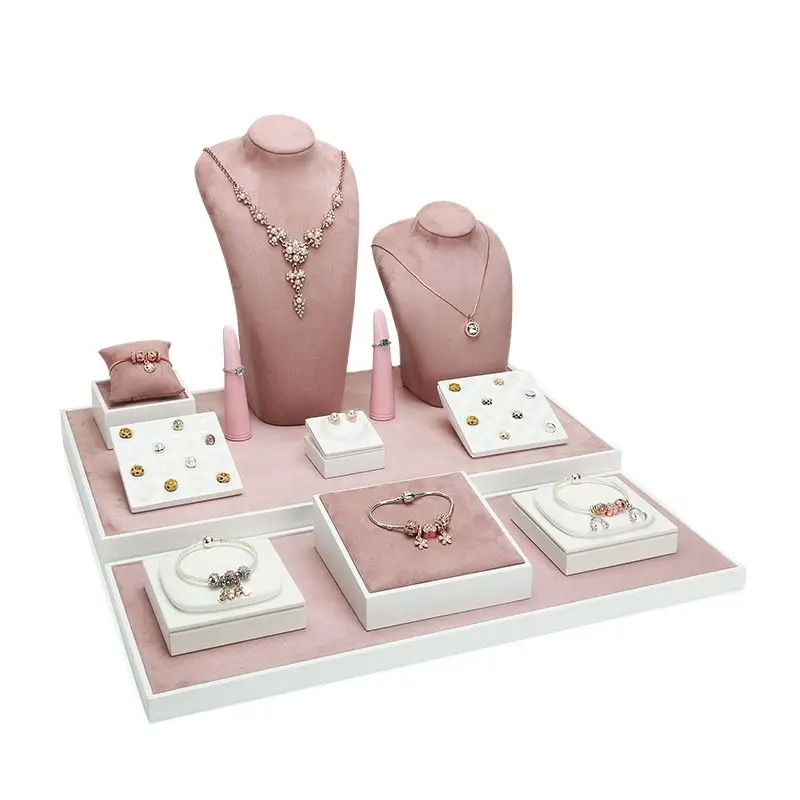Jewelry display stand pink bust model factory direct shooting necklace bracelet pink paint jewelry display set