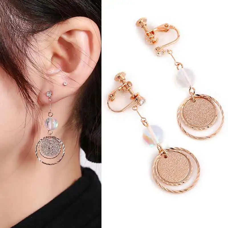 

Fashion Design Modern Style Rose gold stud earrings Champagne gold stud clips For Women Girls Jewelry