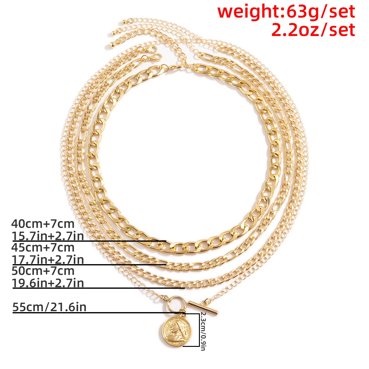 

Punk Geometric Portrait Coin Pendant Necklace For Women Statement Chunky Layered Chain Choker Necklace Lariat Jewelry 2021 Trend