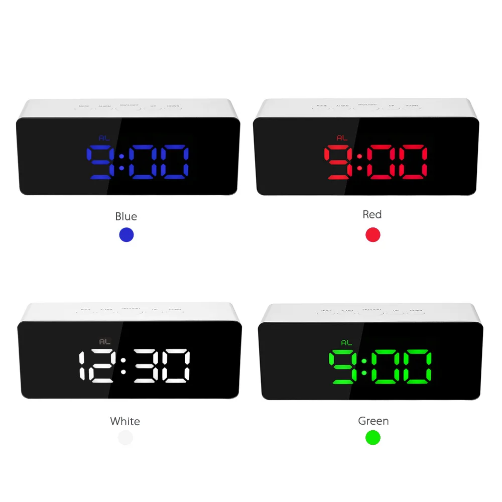 

Digital LED Mirror Clock USB & Battery Operated 12H/24H C/F Display Alarm Clock with Snooze Function
