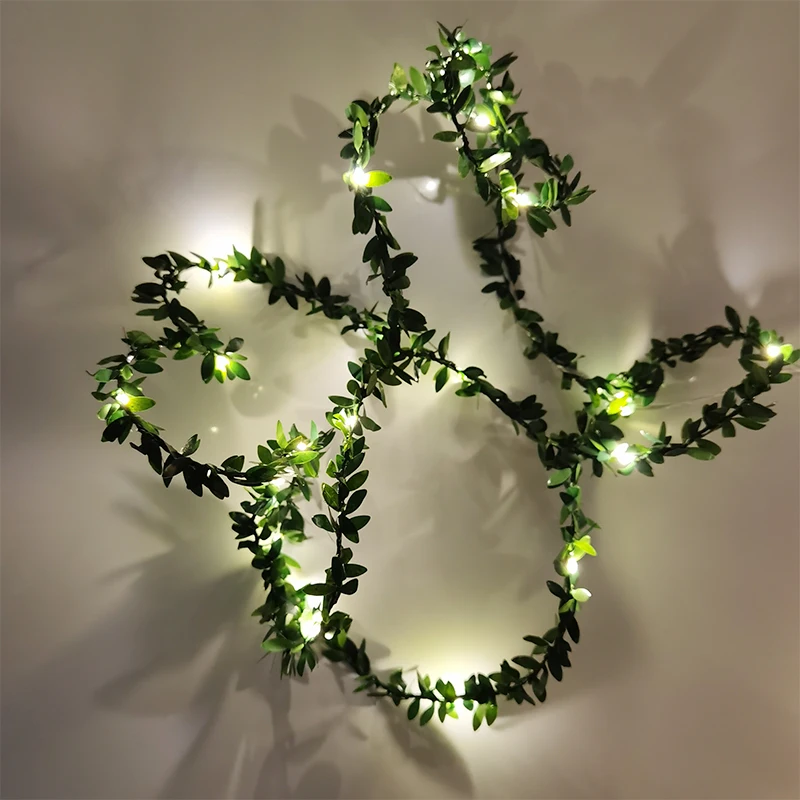 

2M Creeper Green Leaf Ivy Vine Lights Artificial Plants Led String Light 20 Leds for Home Garden Wedding Decor DIY Wreath Rattan