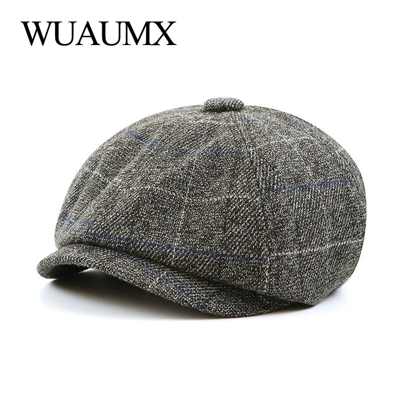 

Brand Autumn Octagonal Hats Men British Style Herringbone Cap Hip Hop Octagon Newsboy Cap Flat Peaked Men's Painters Hat Elastic