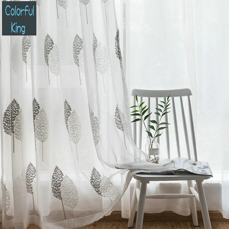Современные занавески с листьями драпированные шторы из прозрачного тюля для
