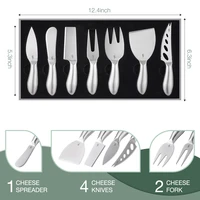 soulhand 7pcs cheese slicer set stainless steel cheese cutter knife kit butter spreaders pizza bread cream baking couteaux