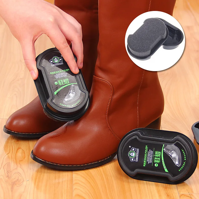 Яркий Двусторонняя губка обувная воск бесцветный яркий защитный остекление по