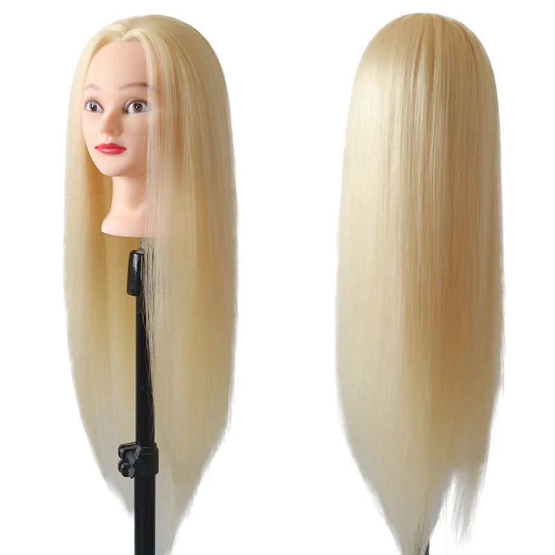 Mannequin head with long blonde white 100% high temperature fiber hair for dolls head braiding hairstyle practice with free gift