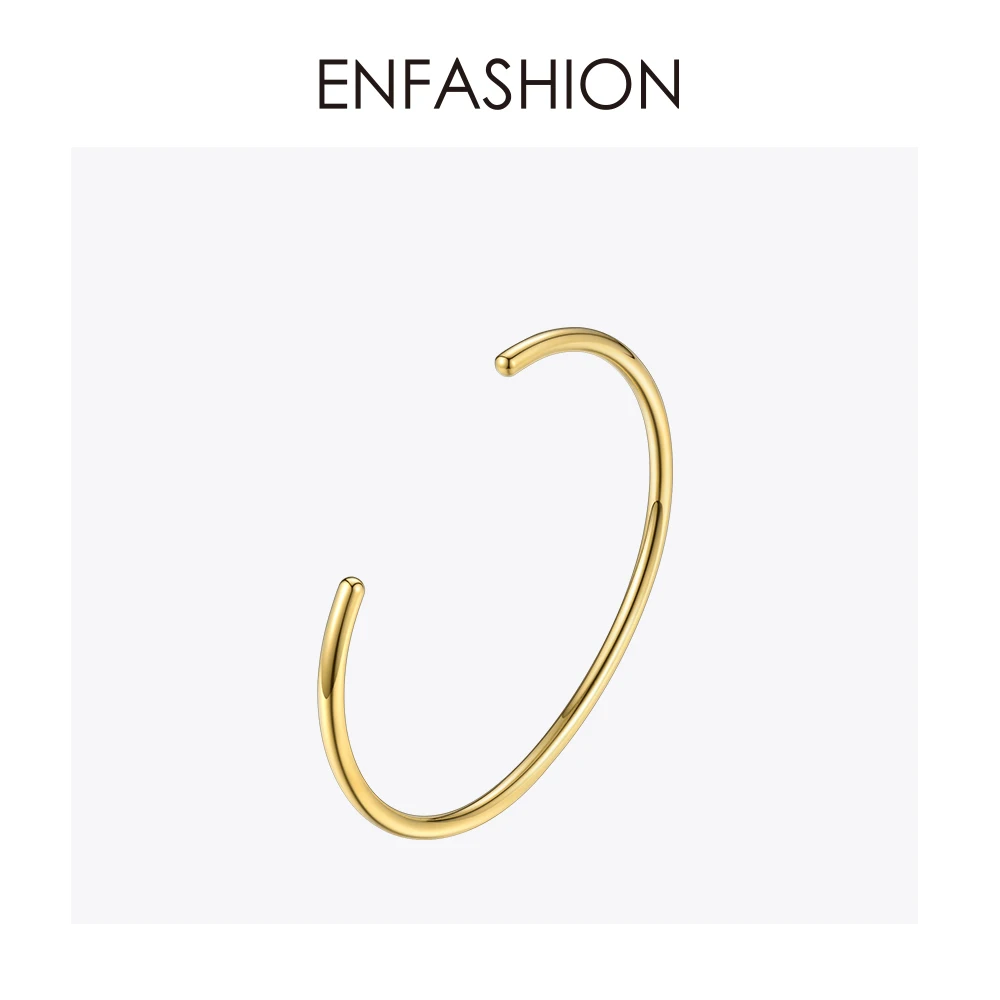 Enfashion, базовый Браслет-манжета, маншет, золотой цвет, нержавеющая сталь, браслет для женщин и мужчин, браслеты, браслеты, Pulseiras