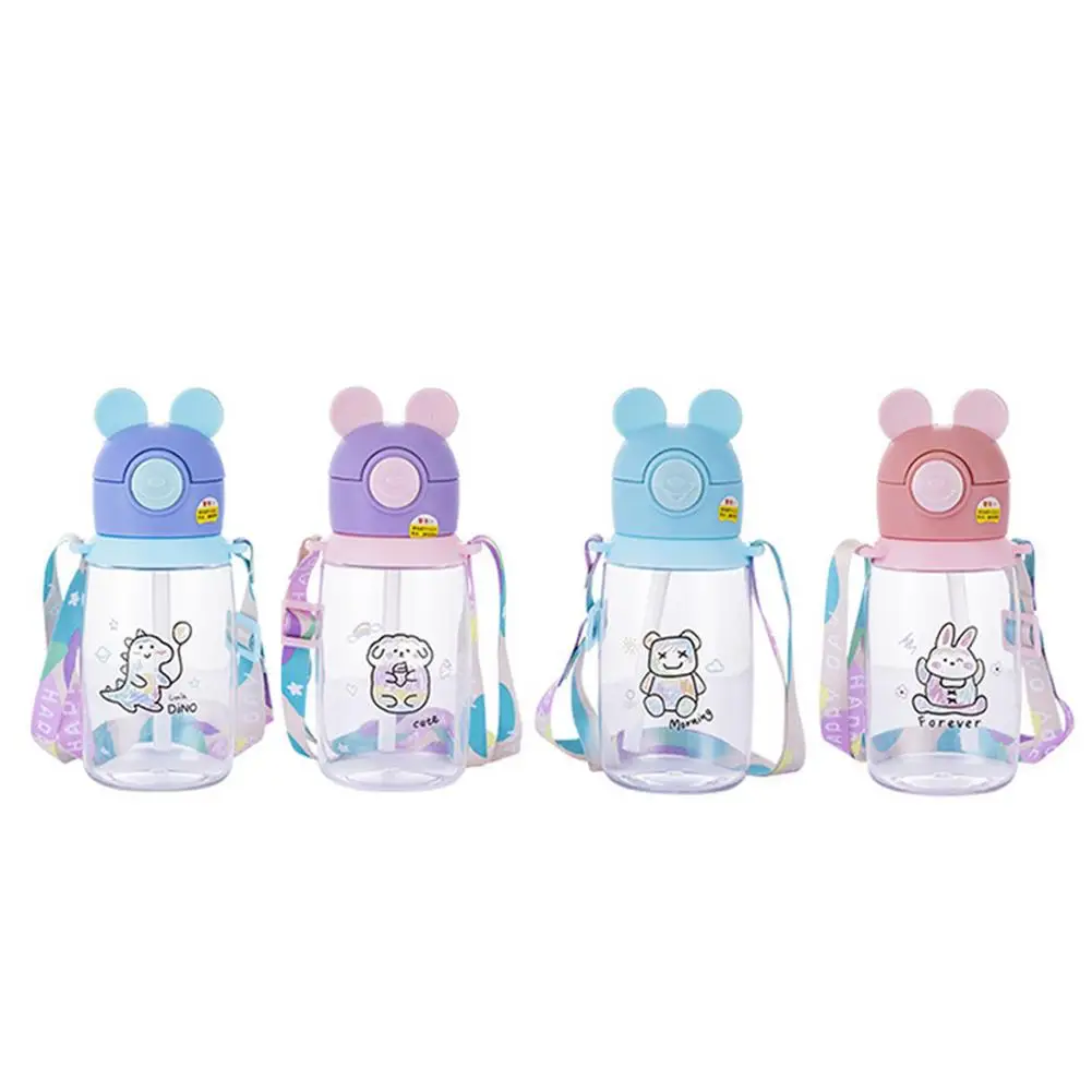 

Outdoor Portable Children Plastic Water Bottle Cup For Student Bounce Cup Lid Straw Cup Eco Friendy Cute Waterbottle
