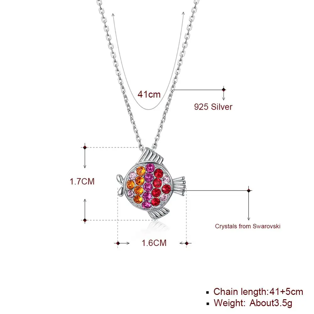 Подвеска в виде рыбы из австрийских кристаллов женская бижутерия серебра 925