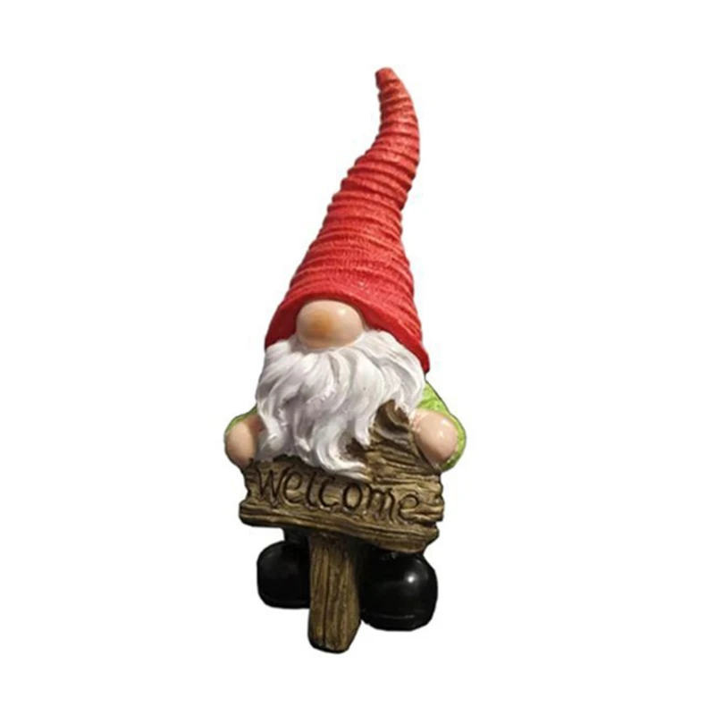 

H051 Resin Garden Gnome Statue Yard Decoration Front Porch Dwarf Elf Figurines Outdoor Ornaments