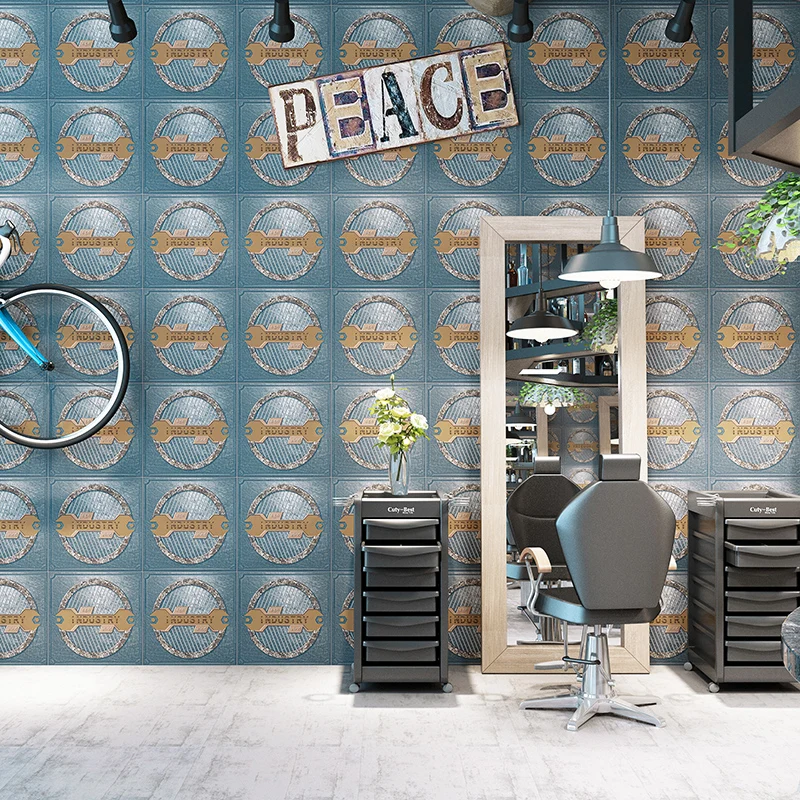 

Retro Industrial Waterproof Iron Wallpaper Restaurant Hotel Bar Barber Shop Vintage Living Room Background Wrench Wallpaper 3d