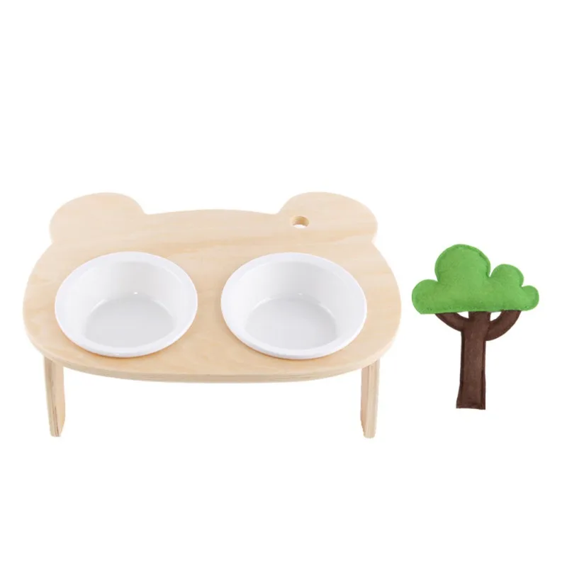 

Cat Food Bowl Tilt 10Pet Bowl With Raised Stand Holder Ceramic Double Feeders Cat Cute Flower Bowl