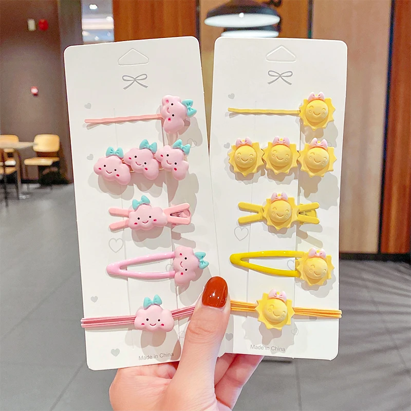 

New Girls Cute Cartoon Star Sun Smile Hair Clips Kids Sweet Hairpins Scrunchie Side Barrettes Headband Fashion Hair Accessories