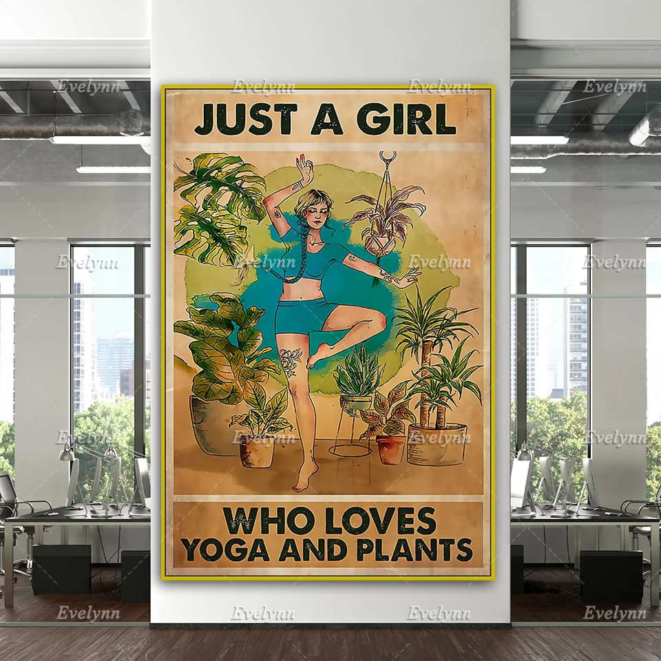 

Просто девушка, которая любит йогу и пространство/плакат для йоги/искусство для йоги/Декор для комнаты йоги, домашний декор, холст, настенны...