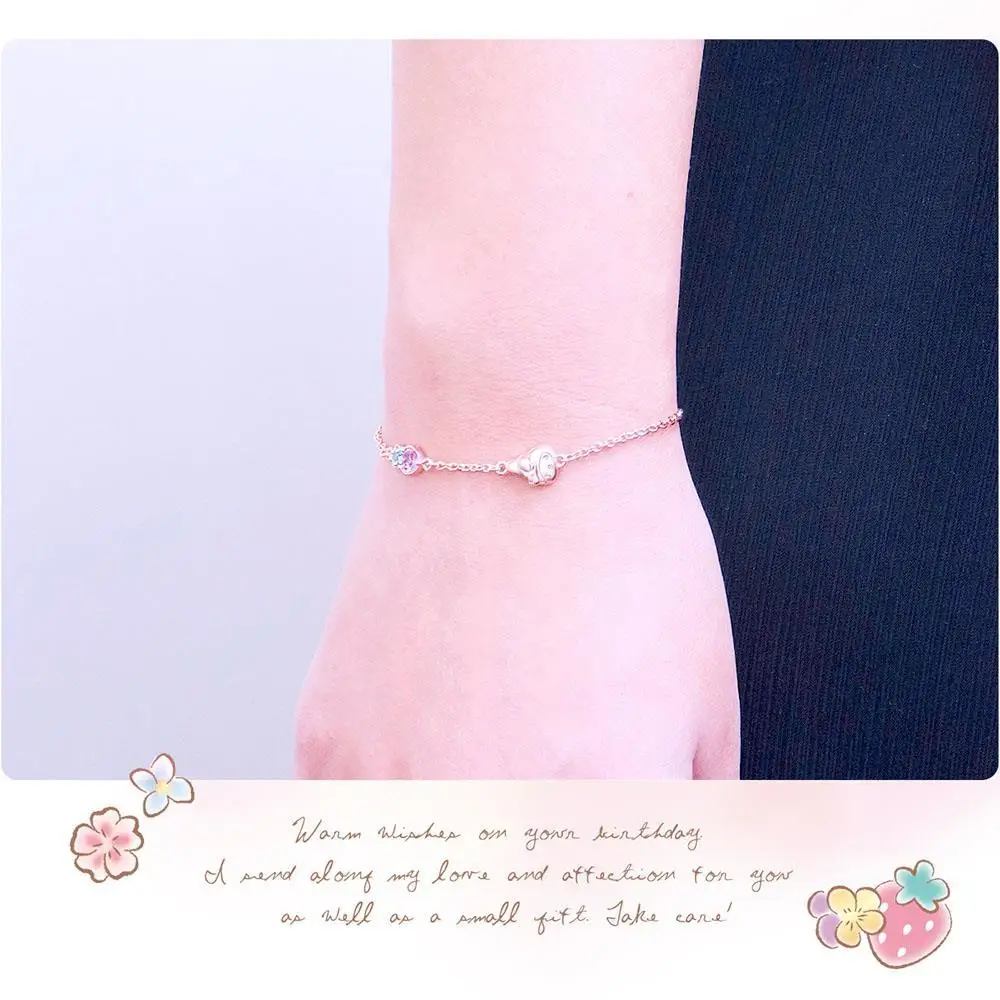

Mymelody Strawberry Bright Crystal 925 Sterling Silver Bracelet Rose Gold