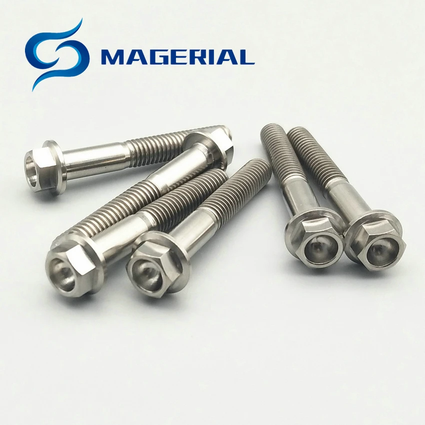 Ti Болт M6 M8 титановые болты для мотоцикла DIY MTB Ti цветная Фланцевая головка шестигранные Ti винты Ti Упаковка застежек 4 шт