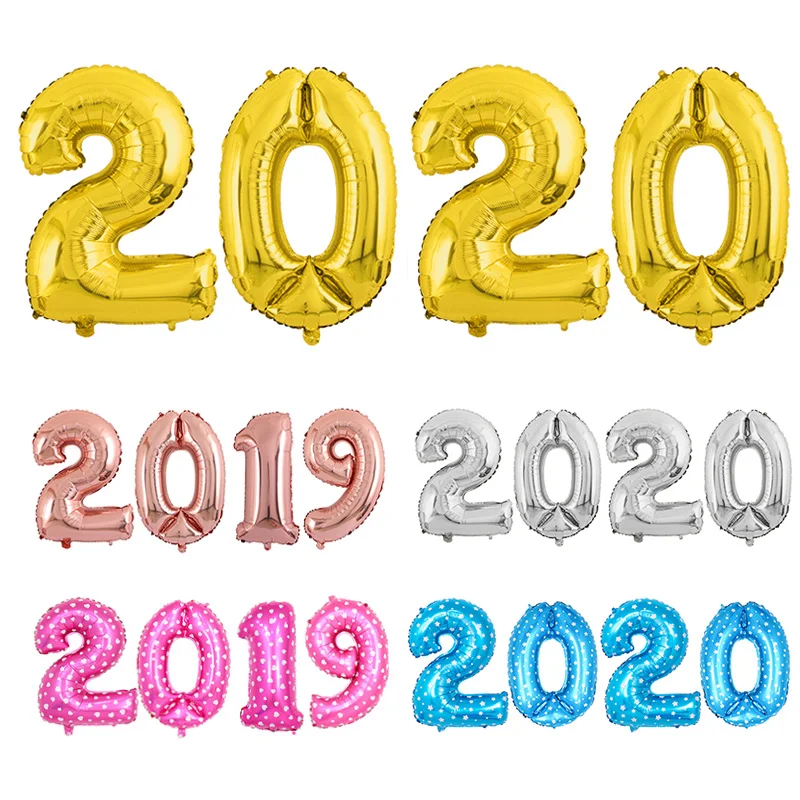 4 шт 16/30 дюймов розовое Золотое серебряное число 2020 новогодние гелиевые