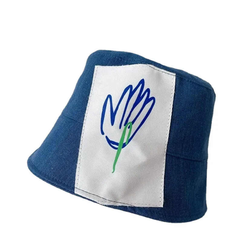 

Bucket Hat Women Summer Hats and Caps Graffiti Patch Washed Denim Bucket Hat Hip Hop Solid Wide Brim Beach Fishing Cap Panama