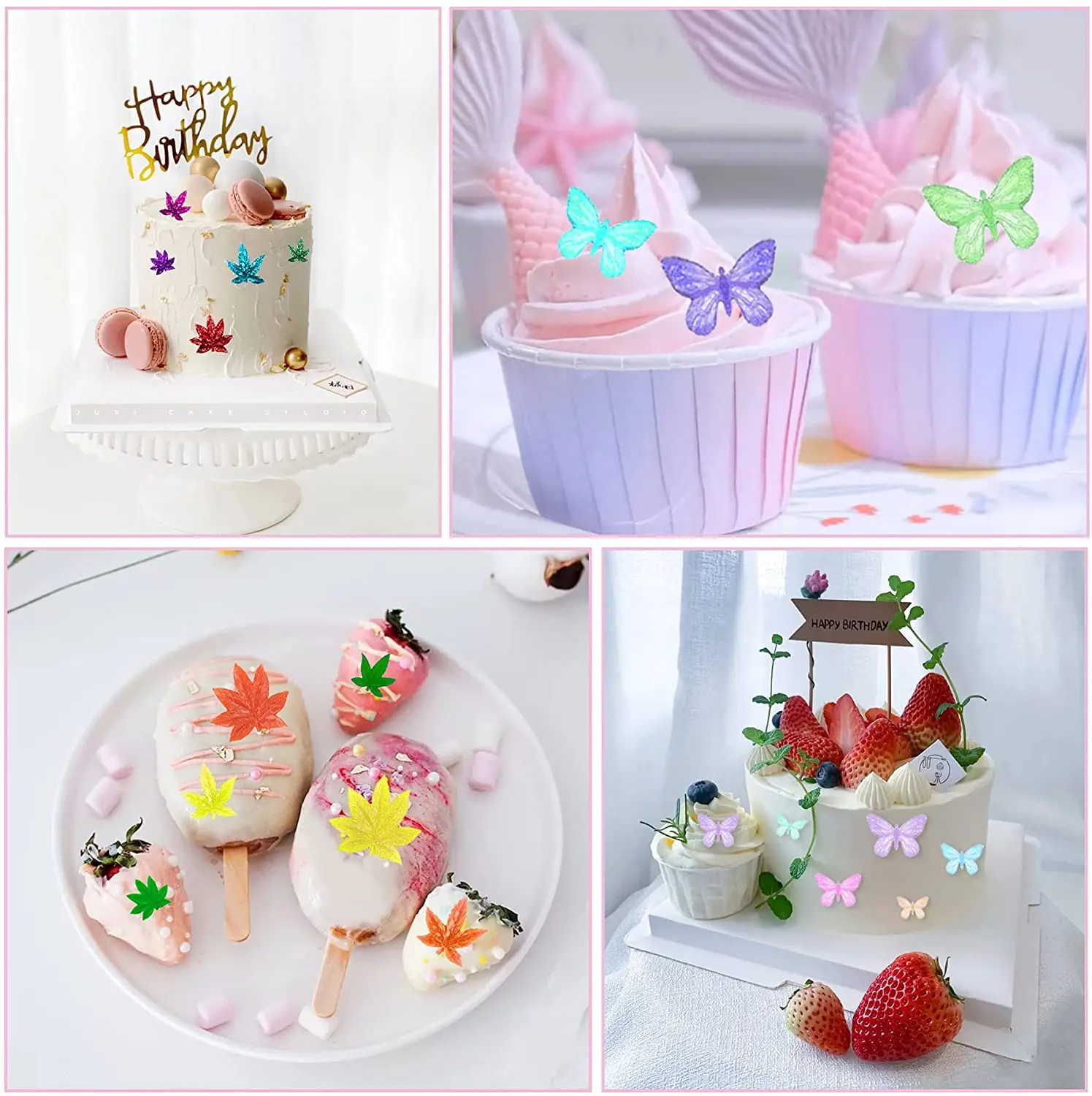 

2Pcs Butterfly and Leaf Fondant Silicone Molds Cake Silicone Molds for Chocolate Polymer Clay Soap Crafting Projects Cake Decor