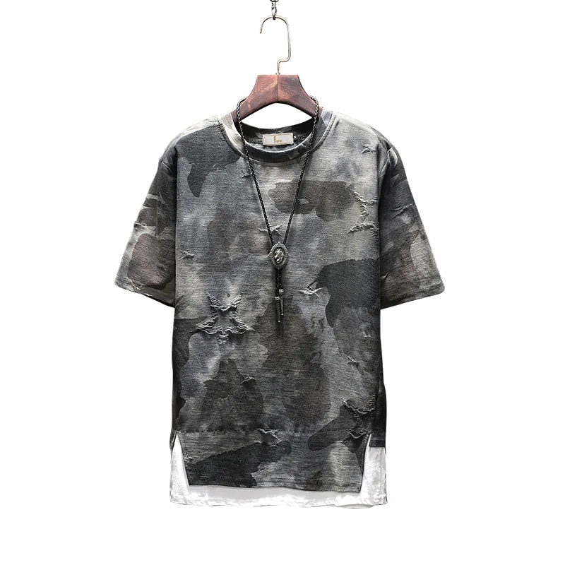 

Nice Men Clothing Brand Summer Design Short Sleeve t-shirt Tactical Camouflage Shirt Male Military T-shirt Broken T Shirt 5XL