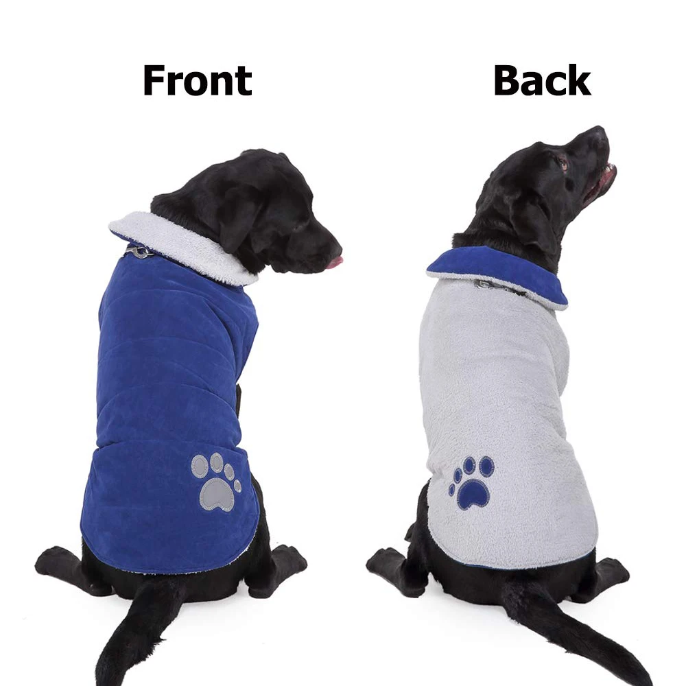 Двухстороннее зимнее пальто для собак теплый жилет домашних животных модная