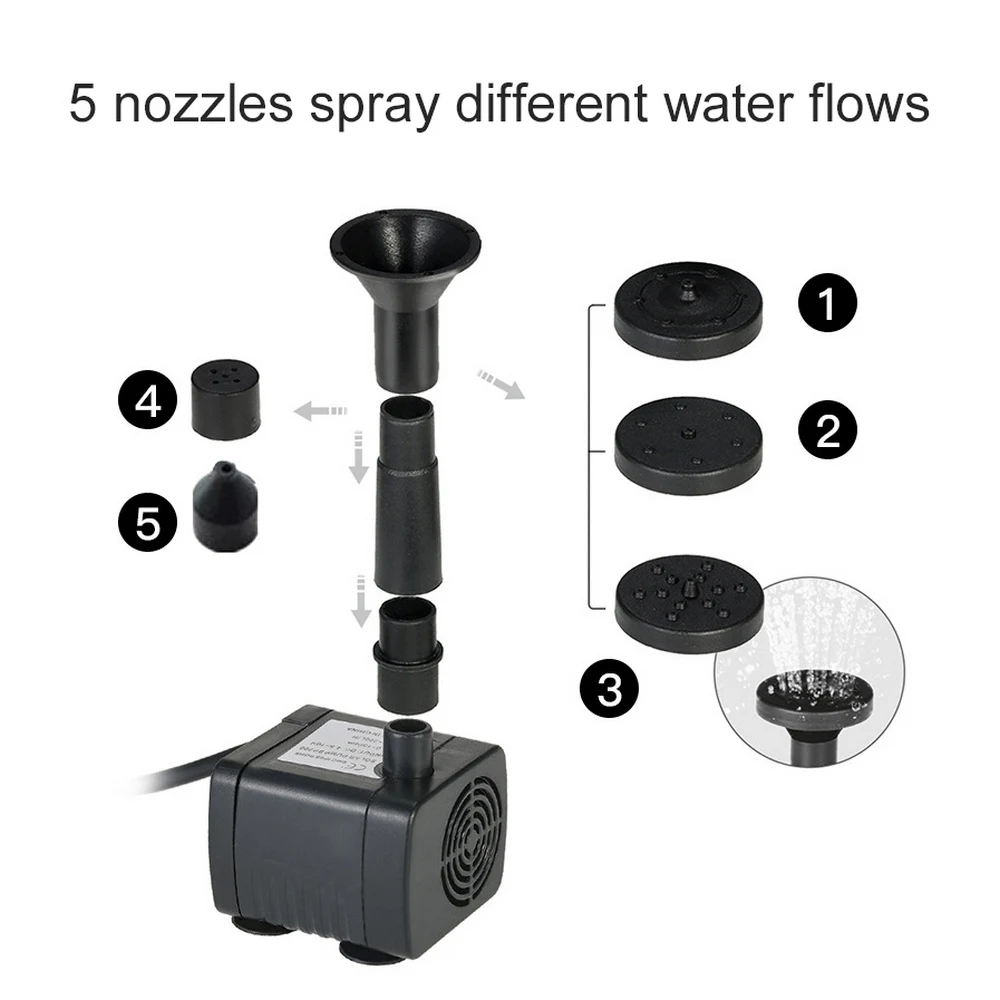 

5W Solar Garden Fountain Pump Solar Garden Fountains Waterfalls Power Solar Bird Fountain Powered Water Pump Birdbath Fountain