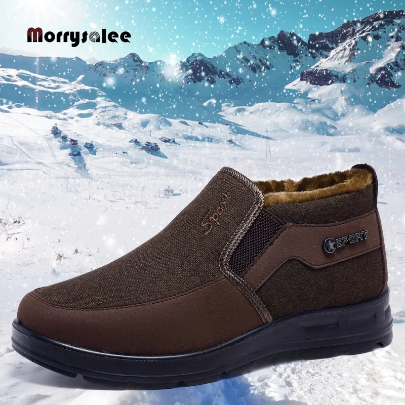 Warm Boots Men Work Winter Cotton Shoes For Men Comfort Men'S Boots Casual Winter Shoes Male Soft Bottom Keep Warm Upset