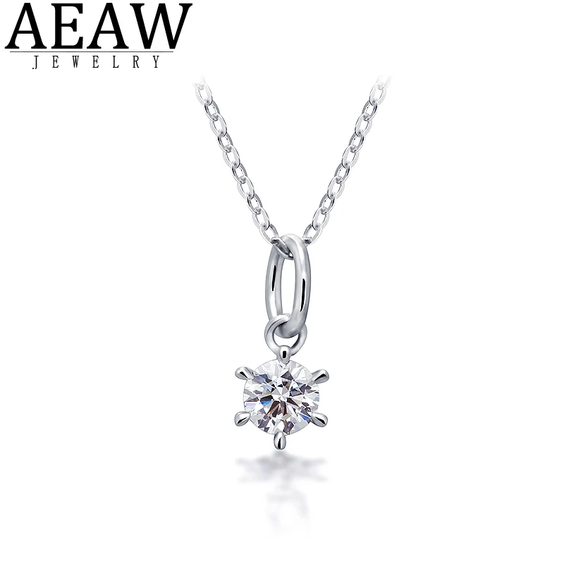 

0.3Carat 4.0mm VVS1 Round Moissanite Diamond Pendant Necklace Women Classic Gemstone Necklace Real 18K White Gold Fine Ring