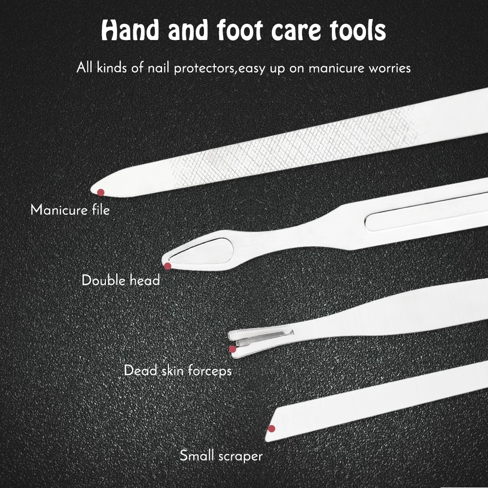

19Pcs Manicure Clipper Nail Care Set Foot File Hard Skin Callus Remover Cutting Scraper Clipper Scissor Pedicure Nail Art Tools