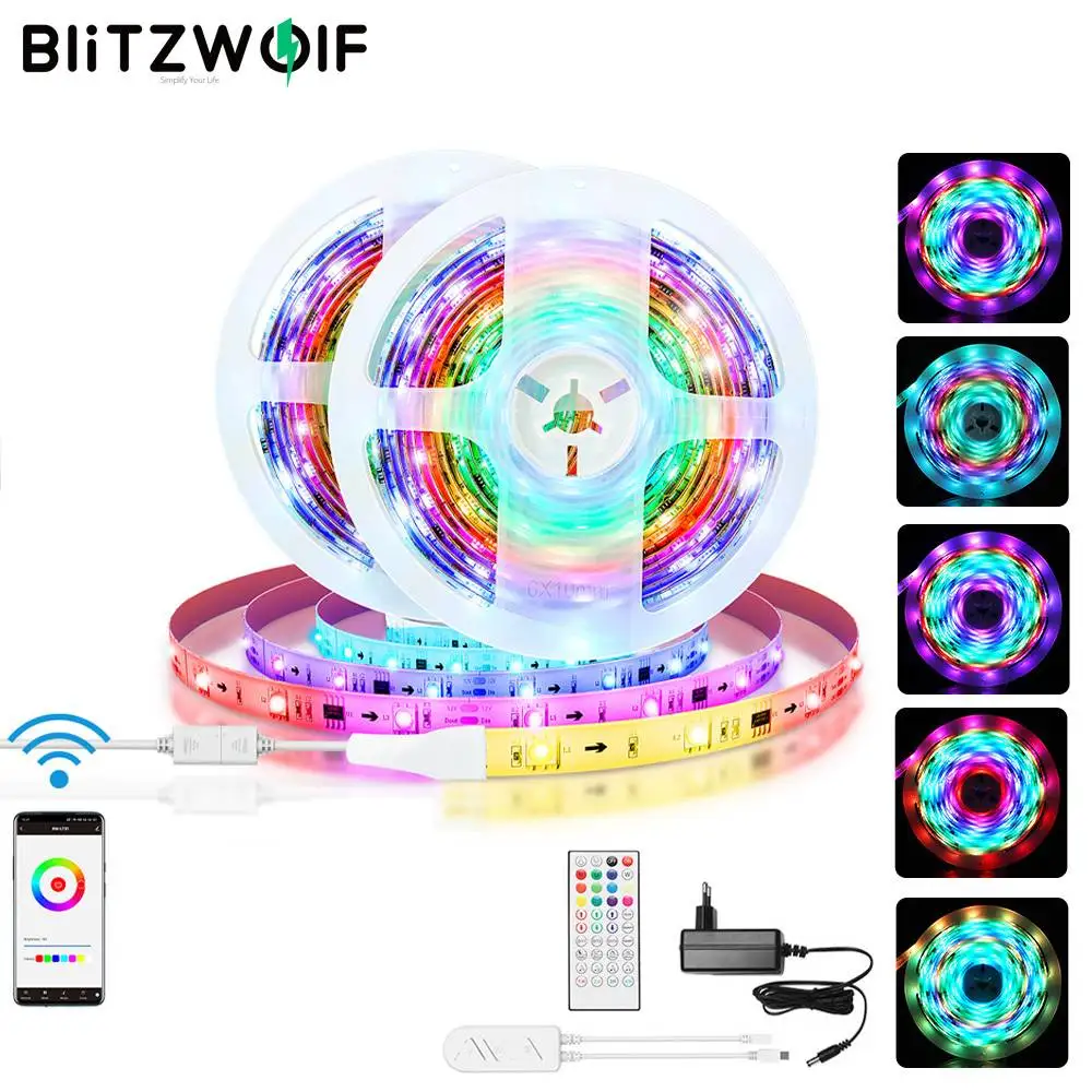 

BlitzWolf BW-LT31 5M/10M Built-in IC Smart WiFi RGB Magic LED Strip Light App Remote Control works with Alexa Google Assistant