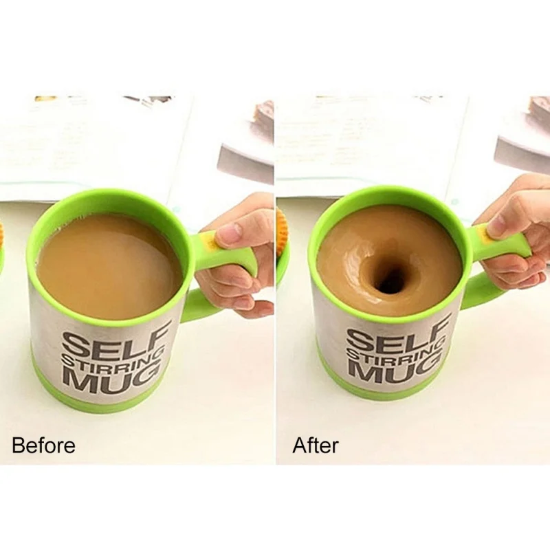 Automatic Stainless Steel Coffee Cup With Lid and Handle Mixing Electric For Lazy Man Wake Up In Morning | Дом и сад