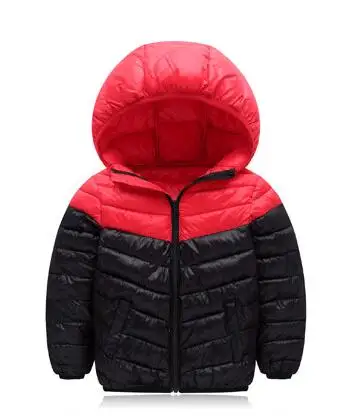 red Пальто для мальчиков коллекция года, осенне-зимние теплые модные парки куртки для маленьких девочек Детская верхняя одежда с капюшоном пальто на молнии детская одежда для От 3 до 8 лет - Цвет: red