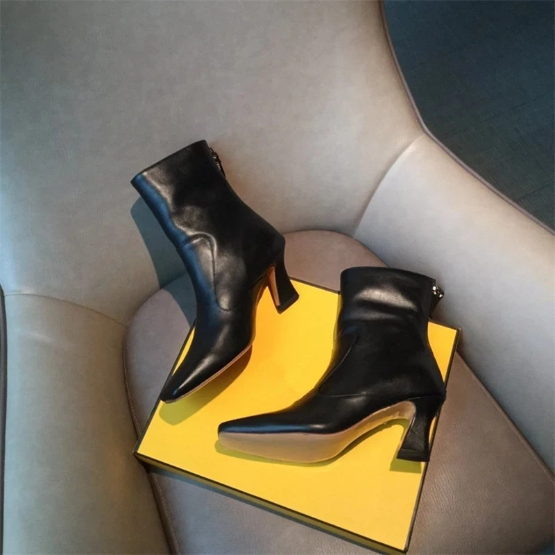 Женские мотоциклетные ботильоны из натуральной кожи повседневные однотонные