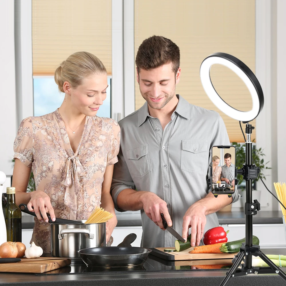 8 дюймов фотографии затемнения светодиодный селфи кольцо светильник Youtube 3000-6000k