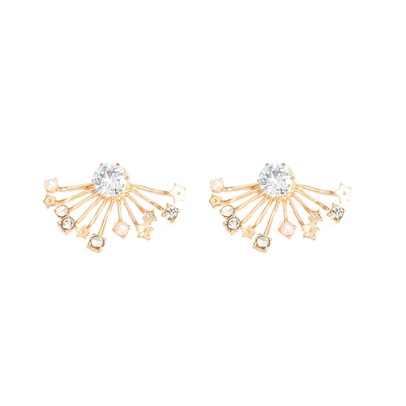 

earrings 2021 trend After the temperament of restoring ancient ways is small fan earrings hanging pentagram pearl earrings