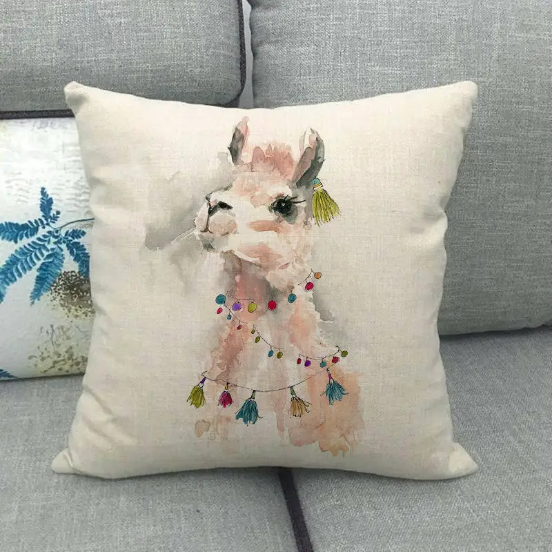 45 см * Прекрасный Альпака с изображением зверей из льна/хлопок Чехлы на диванные