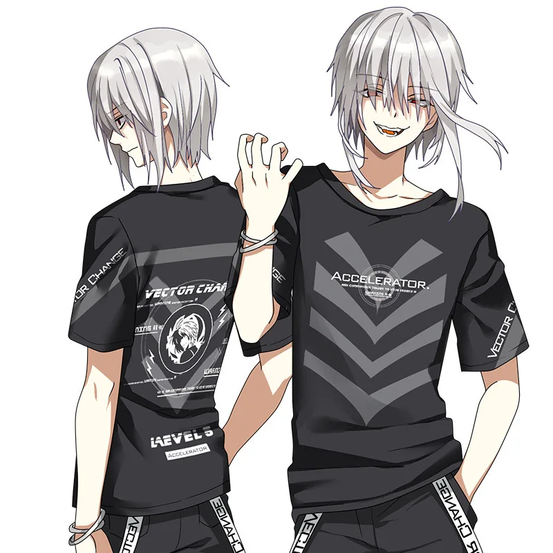 

Anime A Certain Scientific Accelerator Cosplay Fashion Casual Hooded T-shirt Coat Casual Short Sleeve Tee Tops Summer Student