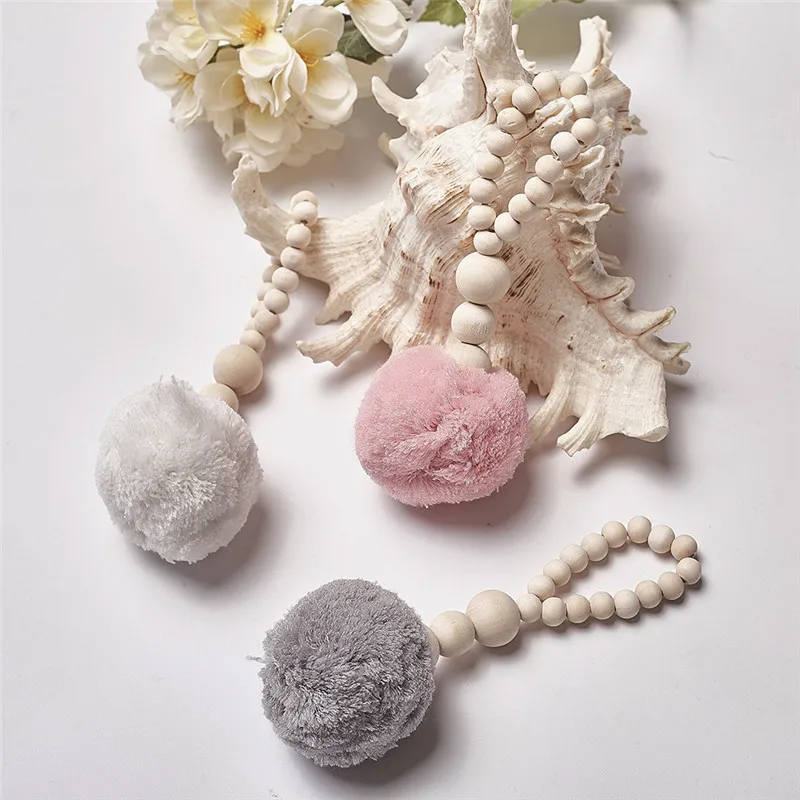 Подвесные деревянные бусины для детской кровати с кисточками висячая гирлянда