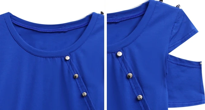 

Summer European Clothes T-shirt Fashion Sexy Off Shoulder Button Women Tops Ropa Mujer Short Sleeve Cotton Tees 2020 New T04005