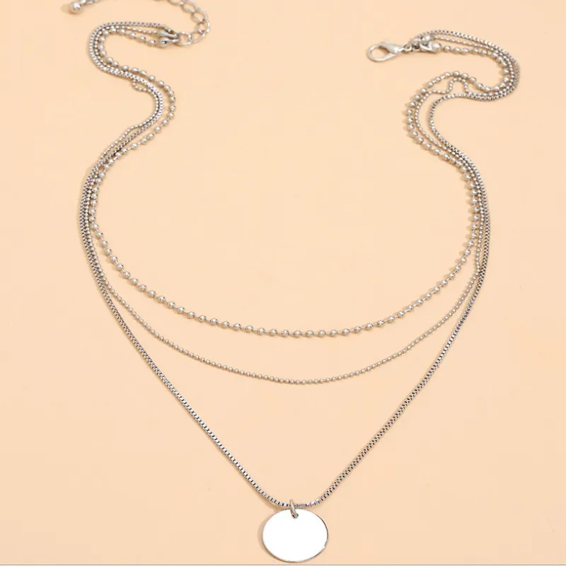 

Round Shape Pendant Double Layer Necklace Jewelry Accessories for Women