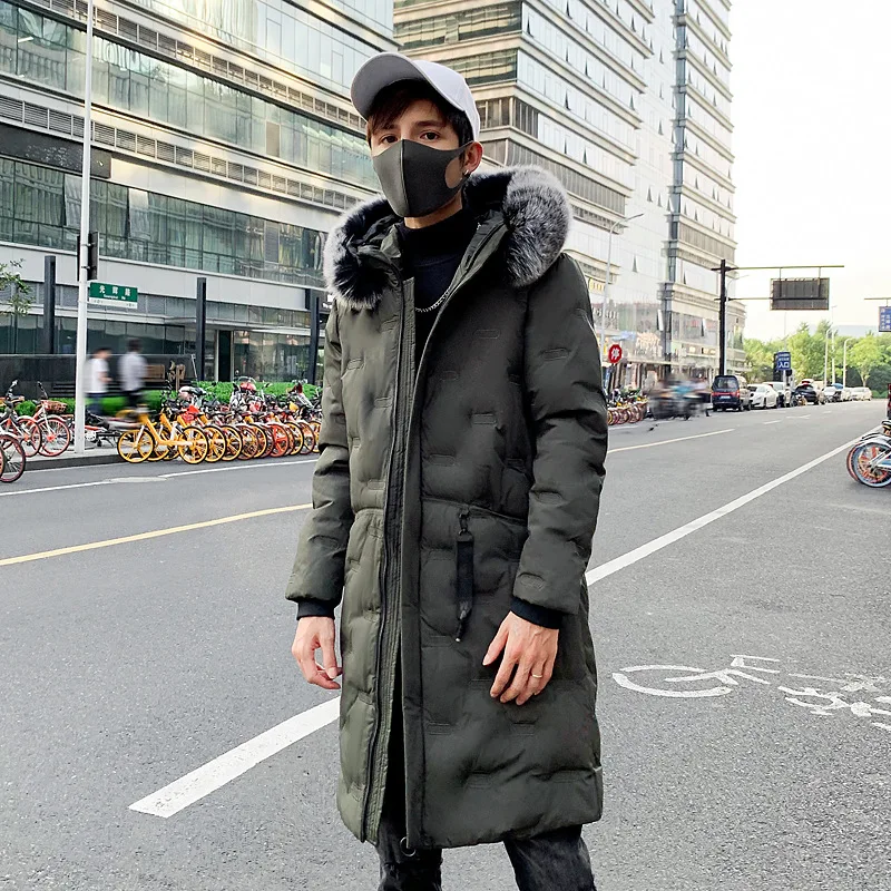 

Winter Men's Down Jacket Hooded Fashion Long Down Coat Men Windproof Waterproof Thick Warm Brand Mens Slim Clothing Long Parka
